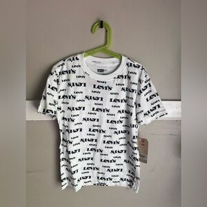 NWT Levi's White Kids Tee with Black All-Over Logo